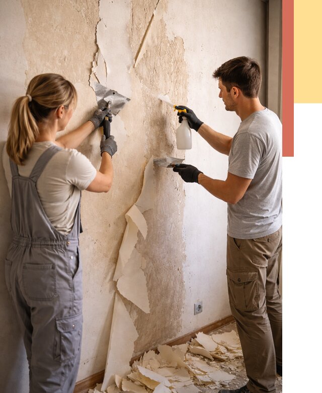 Снятие старых обоев в Лесосибирске от 5468 руб. под ключ недорого | ОТДЕЛОЧНИК-Лсс