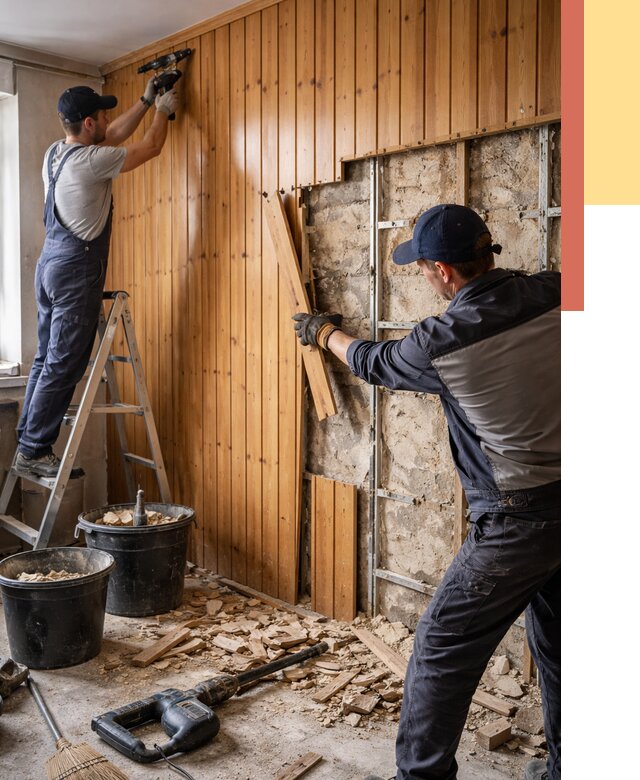 Демонтаж вагонки со стен в Лесосибирске от 1510 руб. — снятие, удаление, срочно | ОТДЕЛОЧНИК-Лсс