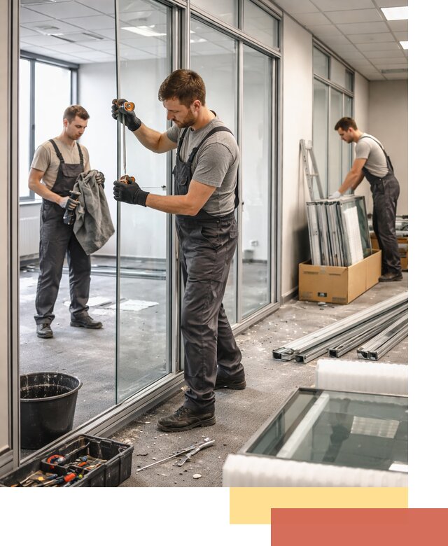 Демонтаж стеклянных перегородок в Лесосибирске быстро и безопасно