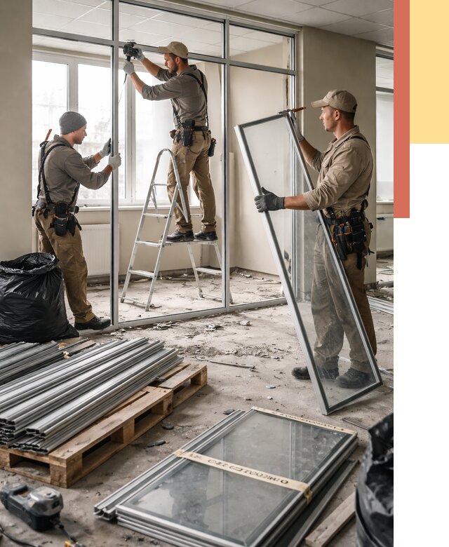 Демонтаж алюминиевых перегородок в Лесосибирске от 4374 руб. — быстро и недорого | ОТДЕЛОЧНИК-Лсс