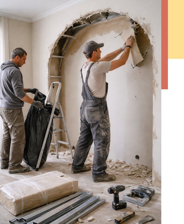 Демонтаж арки из гипсокартона в Лесосибирске от 3645 руб. — услуги под ключ | ОТДЕЛОЧНИК-Лсс