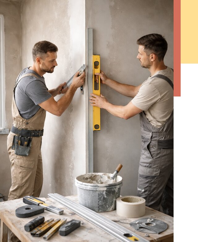 Выведение углов стен в Лесосибирске от 1927 руб. быстро и недорого | ОТДЕЛОЧНИК-Лсс