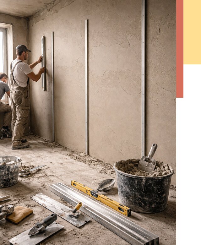 Штукатурка стен по маякам в Лесосибирске от 5728 руб./м² — выравнивание под ключ | ОТДЕЛОЧНИК-Лсс