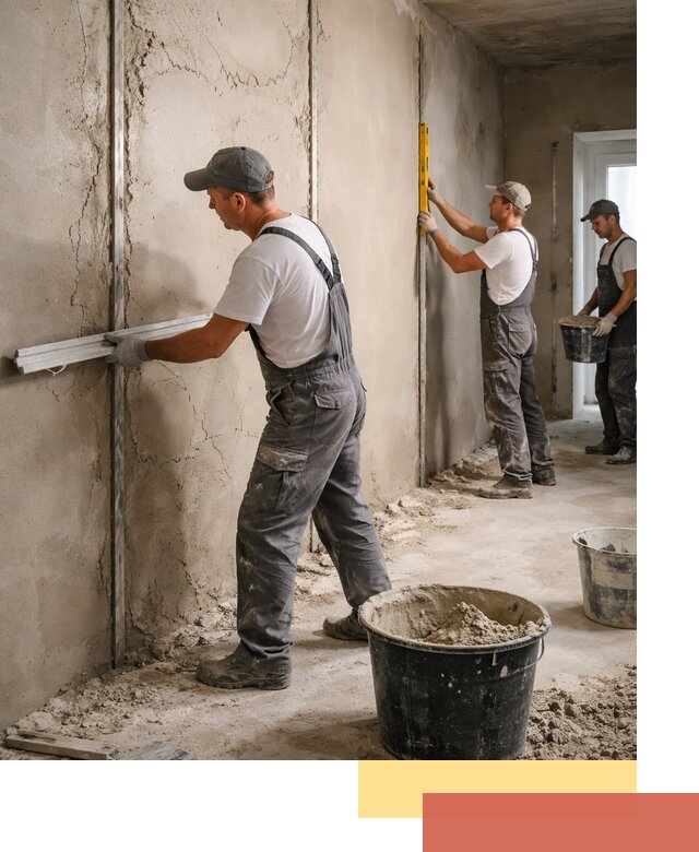 Штукатурка стен по маякам в Лесосибирске — точная и ровная поверхность