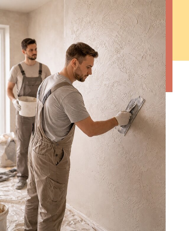 Фактурная штукатурка стен в Лесосибирске от 4374 руб./м² — заказать под ключ | ОТДЕЛОЧНИК-Лсс