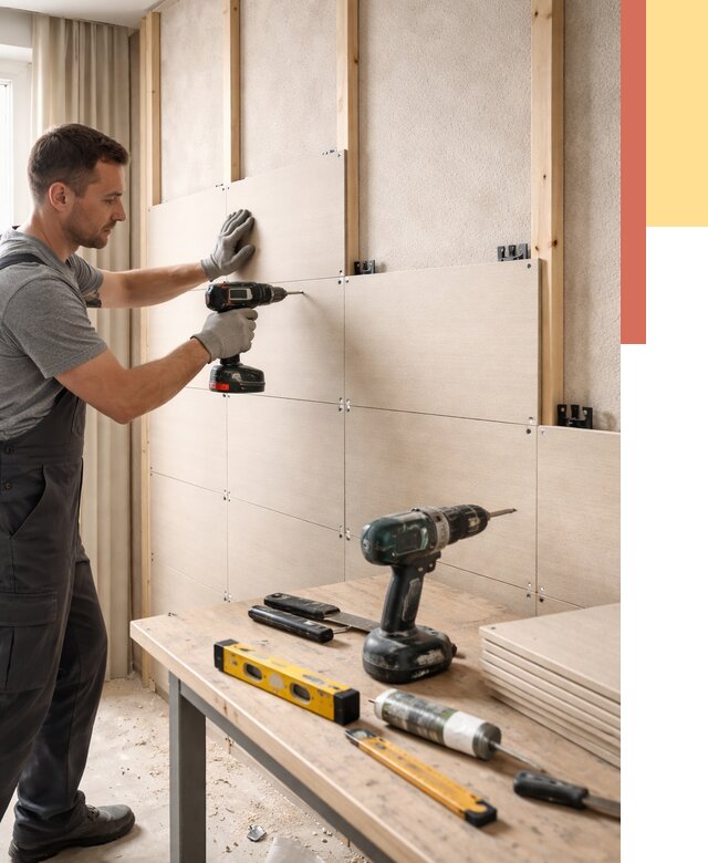 Монтаж МДФ панелей на стены в Лесосибирске от 1302 руб. под ключ | ОТДЕЛОЧНИК-Лсс