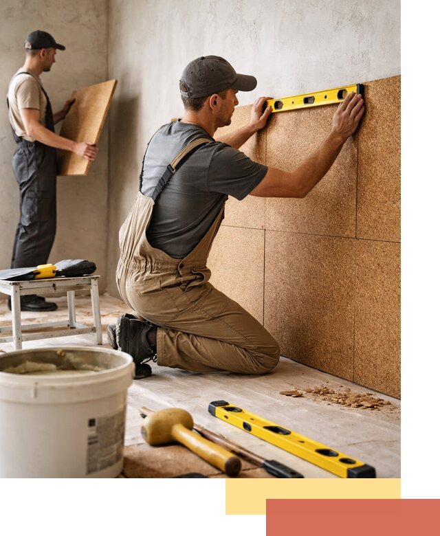 Монтаж пробковых панелей на стены в Лесосибирске быстро и качественно