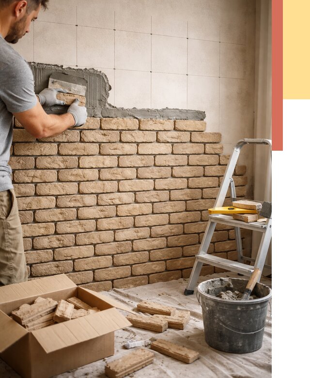 Монтаж декоративного кирпича в Лесосибирске от 3333 руб./м² — быстро и недорого | ОТДЕЛОЧНИК-Лсс