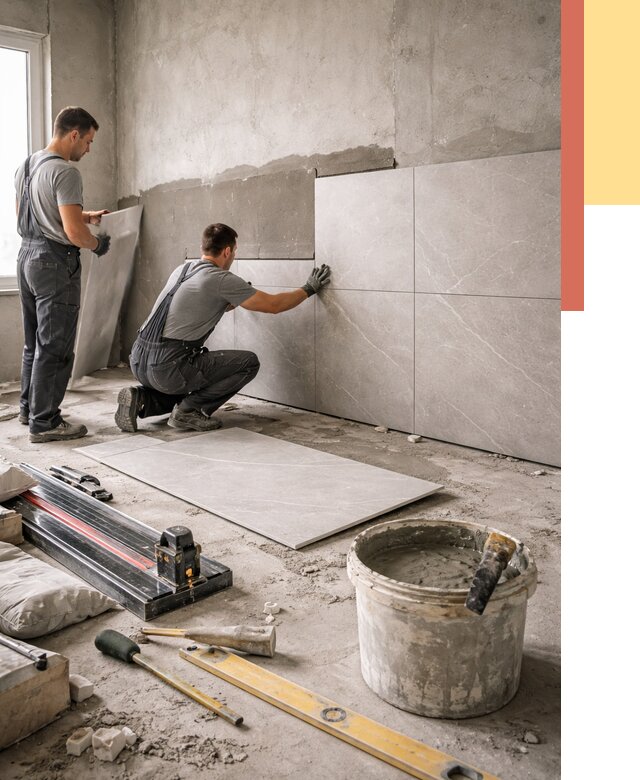 Облицовка стен керамогранитом в Лесосибирске от 4374 руб./м² — услуги под ключ | ОТДЕЛОЧНИК-Лсс