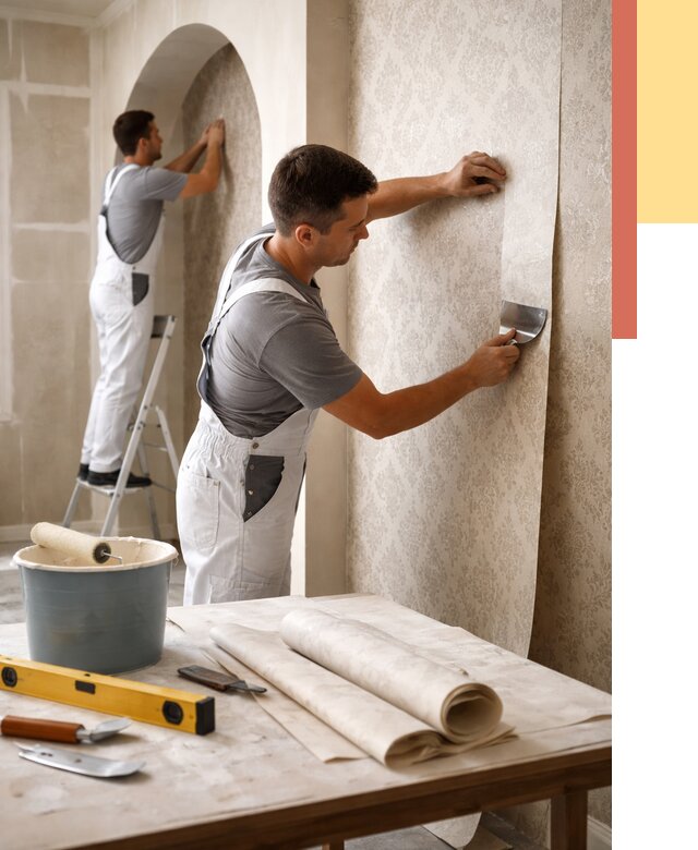 Поклейка обоев на сложные стены в Лесосибирске от 2916 руб. под ключ | ОТДЕЛОЧНИК-Лсс