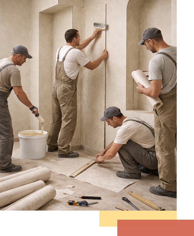 Поклейка обоев на сложные стены и неровные поверхности в Лесосибирске