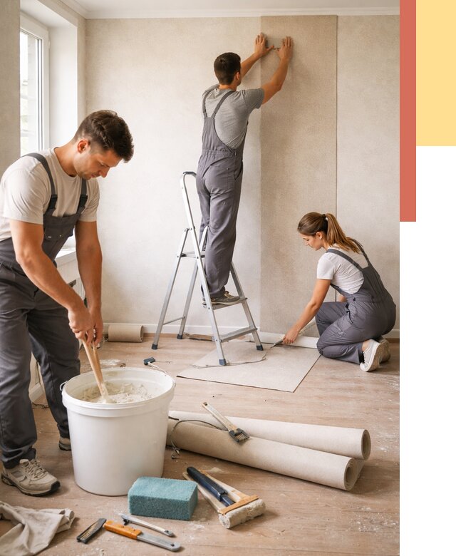 Оклейка стен обоями в Лесосибирске от 3645 руб/м2 — быстро и недорого | ОТДЕЛОЧНИК-Лсс