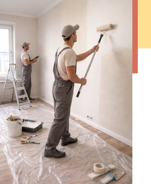 Покраска стен акриловой краской в Лесосибирске от 3645 руб./м² — быстро и недорого | ОТДЕЛОЧНИК-Лсс