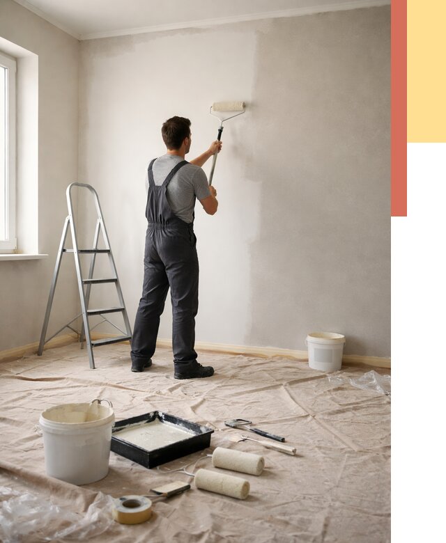 Покраска стен моющейся краской в Лесосибирске от 365 руб./м² — быстро и недорого | ОТДЕЛОЧНИК-Лсс