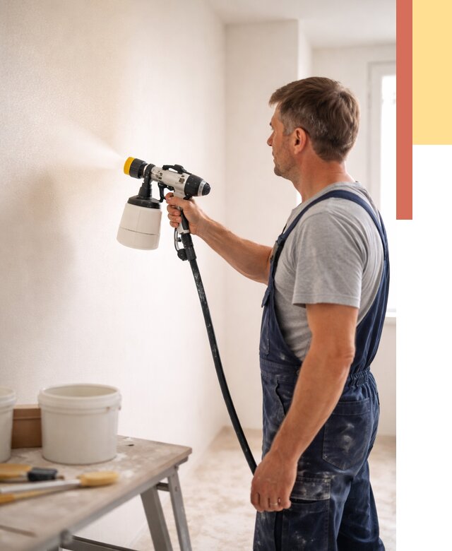 Покраска стен краскопультом в Лесосибирске от 7811 руб. — механизированная покраска | ОТДЕЛОЧНИК-Лсс