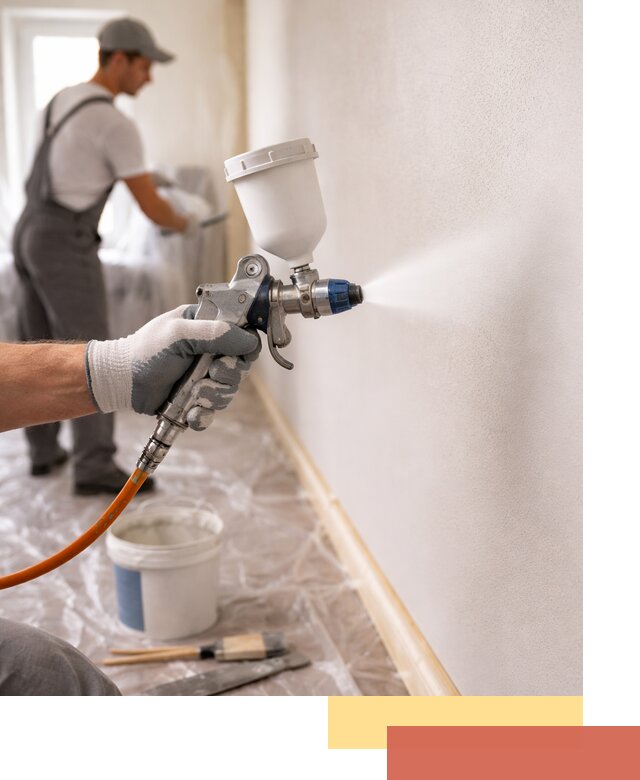 Покраска стен краскопультом в Лесосибирске быстро и качественно