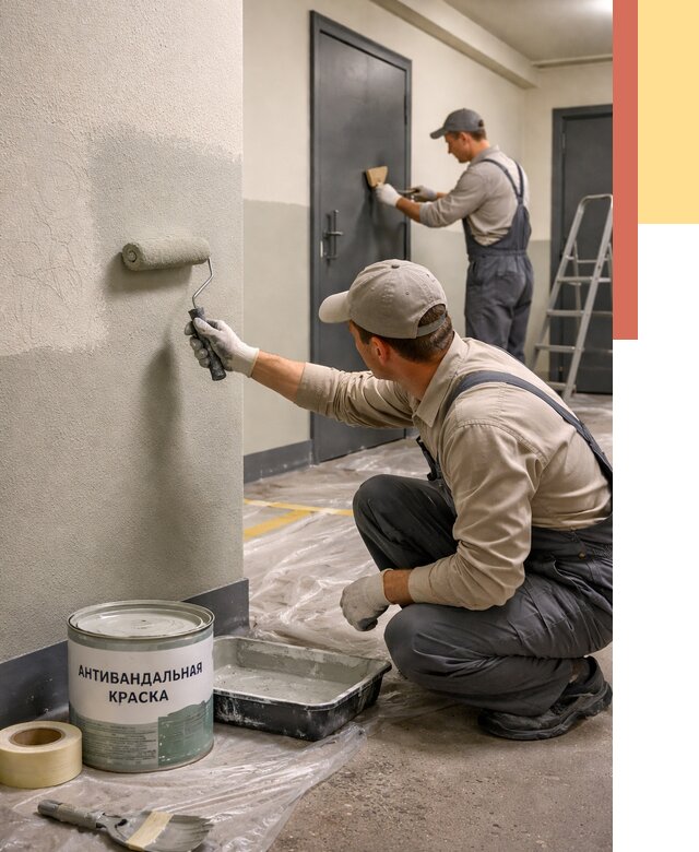 Покраска стен антивандальной краской в Лесосибирске от 4687 руб./м² под ключ | ОТДЕЛОЧНИК-Лсс
