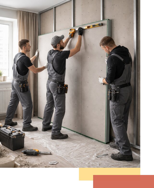 Шумоизоляция стен панелями ЗИПС в Лесосибирске для жилых и коммерческих помещений