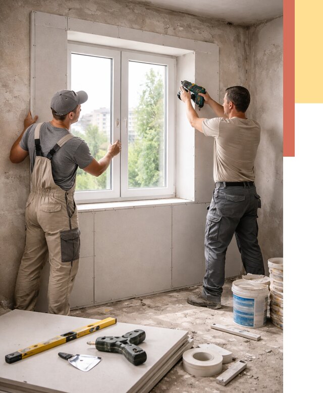 Монтаж откосов из гипсокартона в Лесосибирске от 4687 руб. под ключ | ОТДЕЛОЧНИК-Лсс