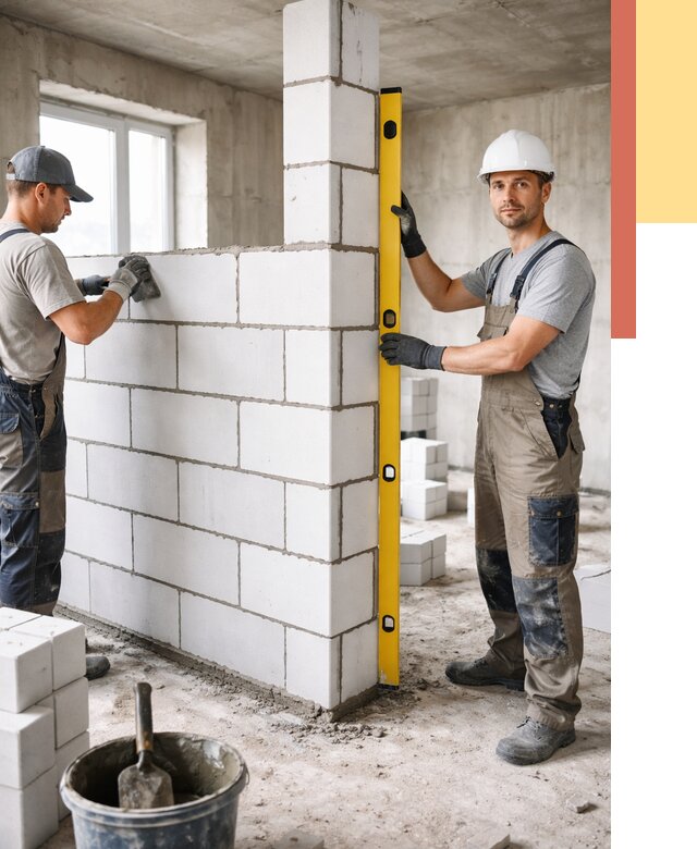 Кладка перегородок из пеноблока в Лесосибирске от 1875 руб. под ключ | ОТДЕЛОЧНИК-Лсс