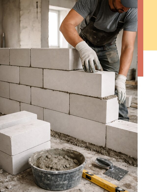 Кладка перегородок из силикатного блока в Лесосибирске от 4166 руб. под ключ | ОТДЕЛОЧНИК-Лсс