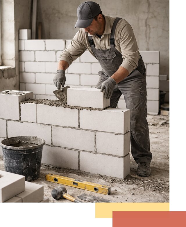 Кладка перегородок из силикатного блока в Лесосибирске