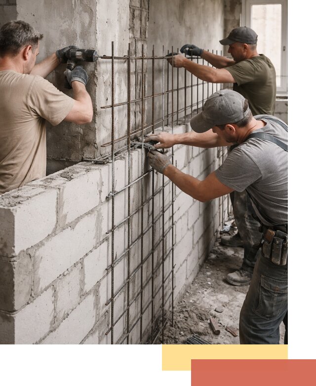Армирование кладки перегородок в Лесосибирске профессионально и надёжно
