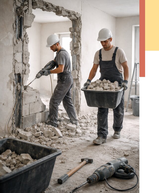 Демонтаж блоковых перегородок в Лесосибирске от 3906 руб. — быстро и недорого | ОТДЕЛОЧНИК-Лсс