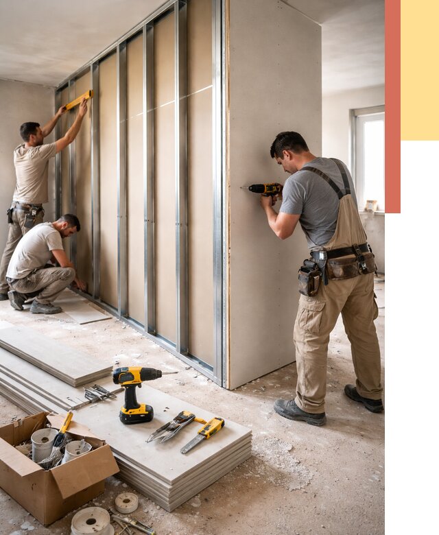 Монтаж однослойной перегородки из гипсокартона в Лесосибирске от 677 руб. | ОТДЕЛОЧНИК-Лсс