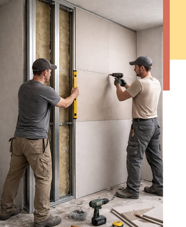 Монтаж двухслойной перегородки из гипсокартона в Лесосибирске от 1510 руб. | ОТДЕЛОЧНИК-Лсс