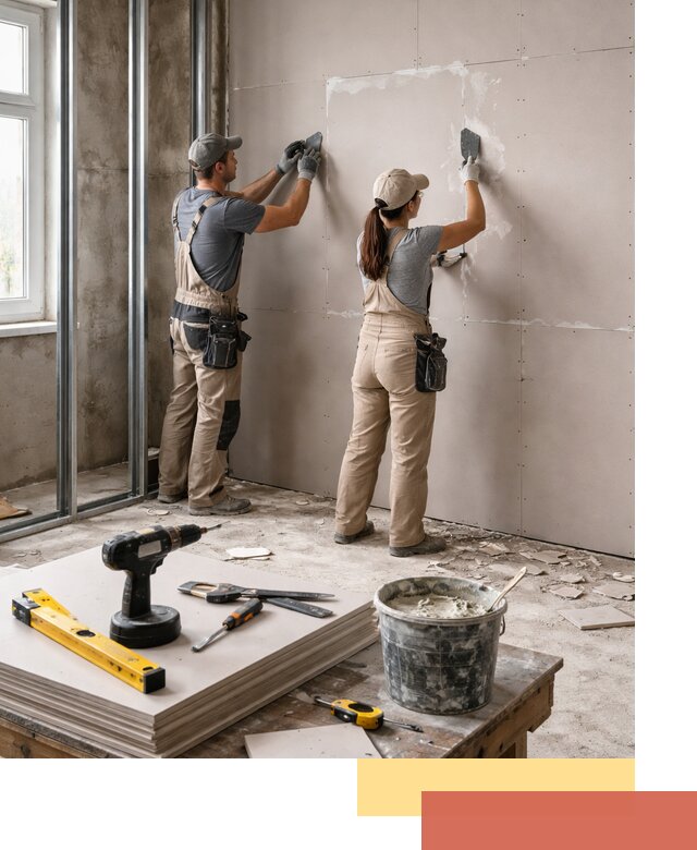 Монтаж двухслойной перегородки из гипсокартона в Лесосибирске