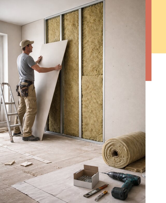 Перегородка из гипсокартона с шумоизоляцией в Лесосибирске от 3249 руб. | ОТДЕЛОЧНИК-Лсс