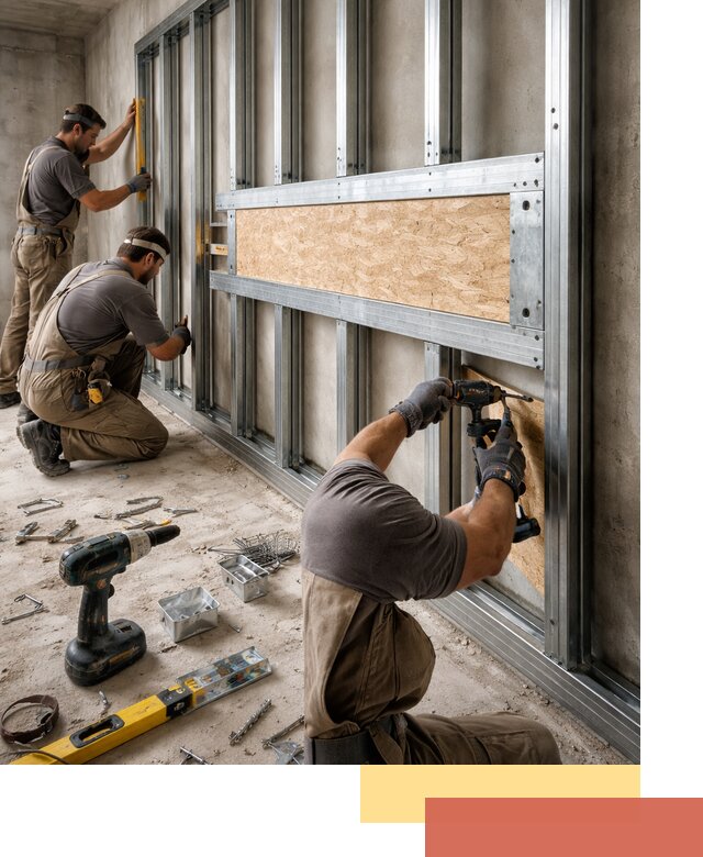 Усиленная перегородка для крепления тяжёлых конструкций в Лесосибирске