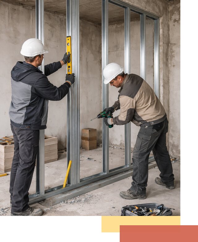 Монтаж каркаса перегородки из профиля в Лесосибирске