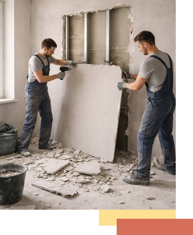 Демонтаж перегородки из гипсокартона в Лесосибирске быстрый и аккуратный