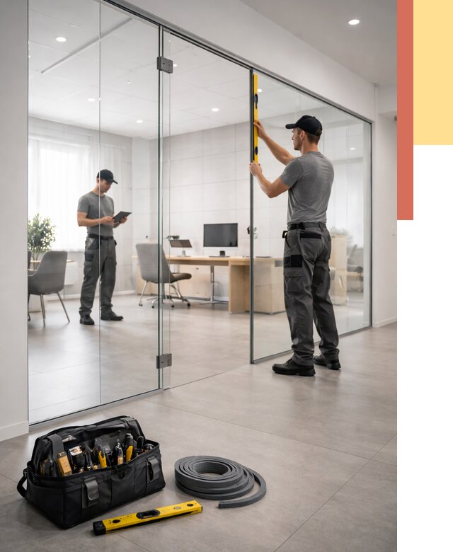 Цельностеклянные перегородки под ключ в Лесосибирске от 9894 руб. — монтаж и цены | ОТДЕЛОЧНИК-Лсс