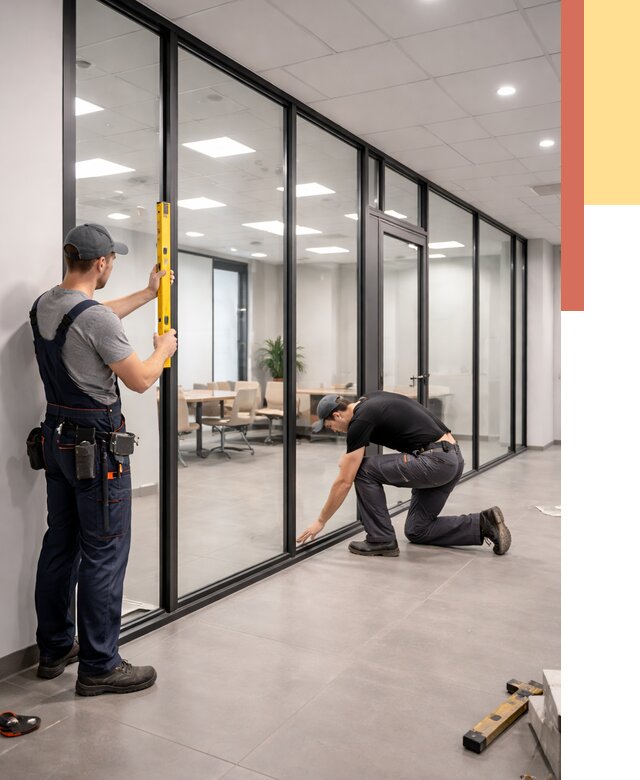 Каркасные стеклянные перегородки в Лесосибирске под ключ от 9582 руб. | ОТДЕЛОЧНИК-Лсс