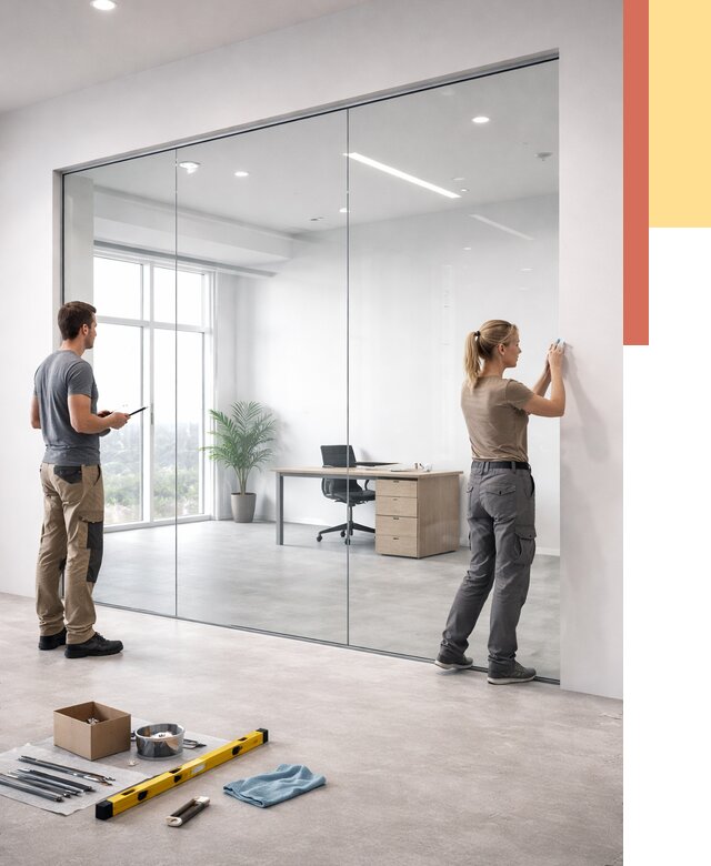 Перегородки из закаленного стекла в Лесосибирске от 9894 руб. под ключ | ОТДЕЛОЧНИК-Лсс