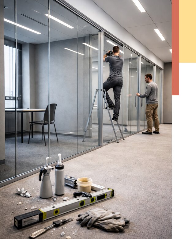 Стеклянные офисные перегородки в Лесосибирске от 8853 руб. — монтаж и установка | ОТДЕЛОЧНИК-Лсс