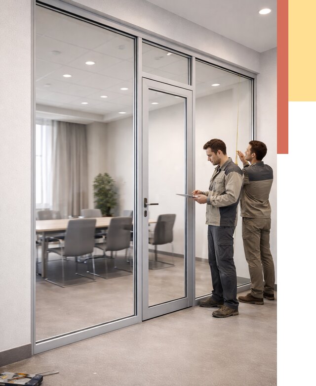 Установка и монтаж алюминиевых перегородок со стеклом в Лесосибирске от 8540 руб. | ОТДЕЛОЧНИК-Лсс