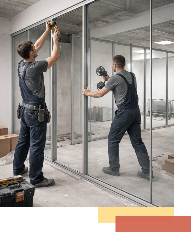 Алюминиевые перегородки со стеклом в Лесосибирске — изготовление и монтаж