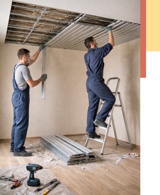 Демонтаж реечного потолка в Лесосибирске от 4687 руб. быстро и недорого | ОТДЕЛОЧНИК-Лсс