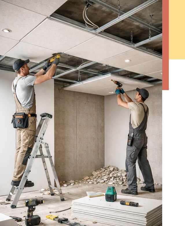 Монтаж акустического потолка в Лесосибирске от 6770 руб/м2 — быстро и недорого | ОТДЕЛОЧНИК-Лсс