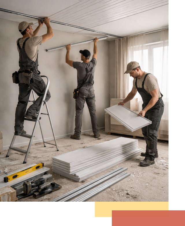 Монтаж потолка из ПВХ панелей в Лесосибирске оперативно и качественно