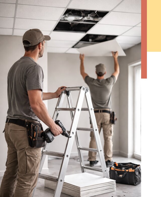 Обслуживание подвесного потолка в Лесосибирске от 3645 руб. — быстро и недорого | ОТДЕЛОЧНИК-Лсс