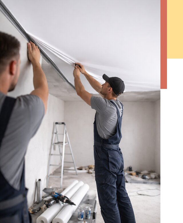 Монтаж матового натяжного потолка в Лесосибирске от 4687 руб./м² — быстро и недорого | ОТДЕЛОЧНИК-Лсс