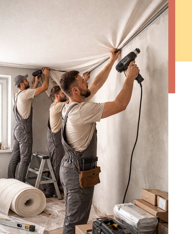 Монтаж фактурного натяжного потолка в Лесосибирске от 781 руб. — ОТДЕЛОЧНИК-Лсс