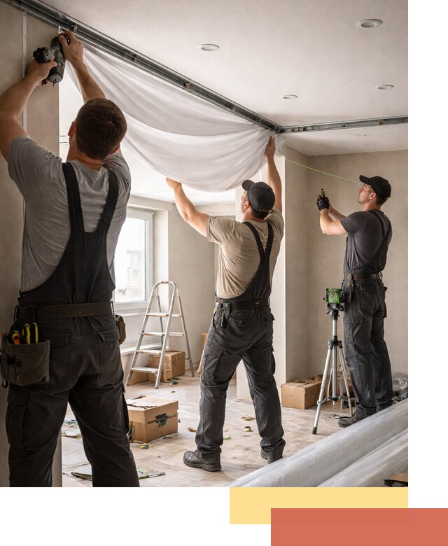 Монтаж парящего натяжного потолка под ключ в Лесосибирске