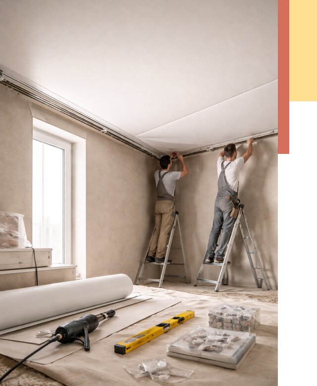 Монтаж натяжного потолка в спальне в Лесосибирске от 3958 руб. под ключ | ОТДЕЛОЧНИК-Лсс