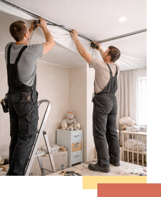 Монтаж натяжного потолка в детской комнате в Лесосибирске